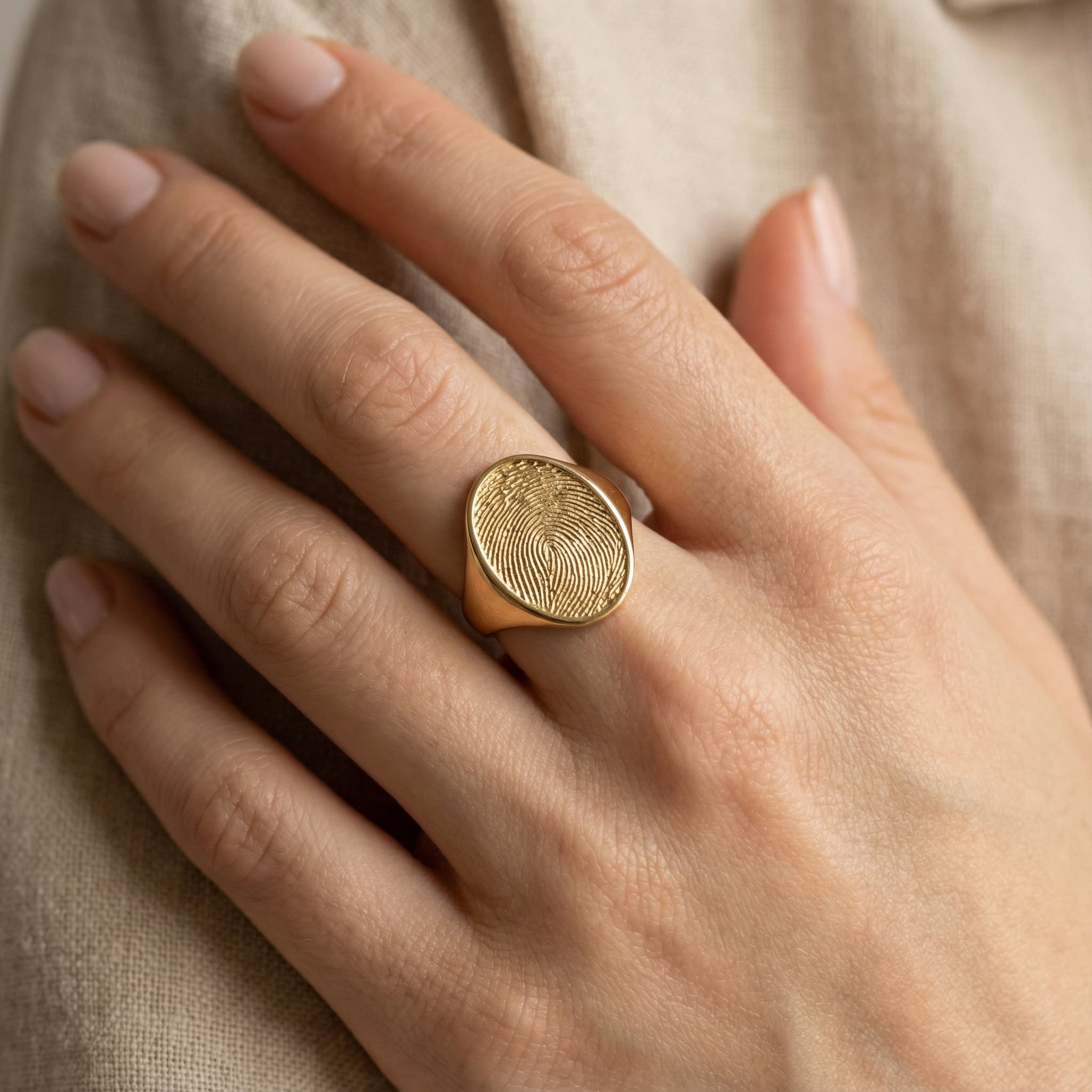 Parmak İzli 925 Ayar Gümüş Yüzük (Kişiye Özel)